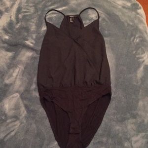 Black surplice body suit